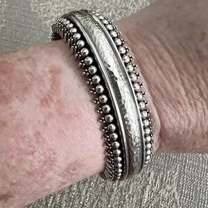 Brighton Silver hammered with beading bangle bracelet